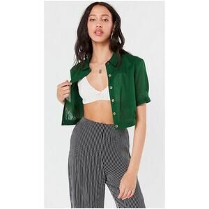 ⭐️ Urban Outfitters Lafayette Button Down‎ Crop Top Green Women's Casual Vibrant